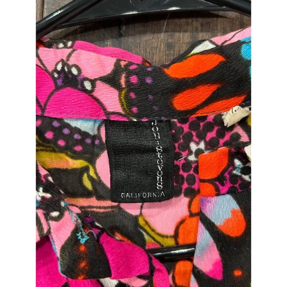 Vintage 1970s Jodi Stevens California Floral Butterfly Psychedelic Blouse - Picture 6 of 9